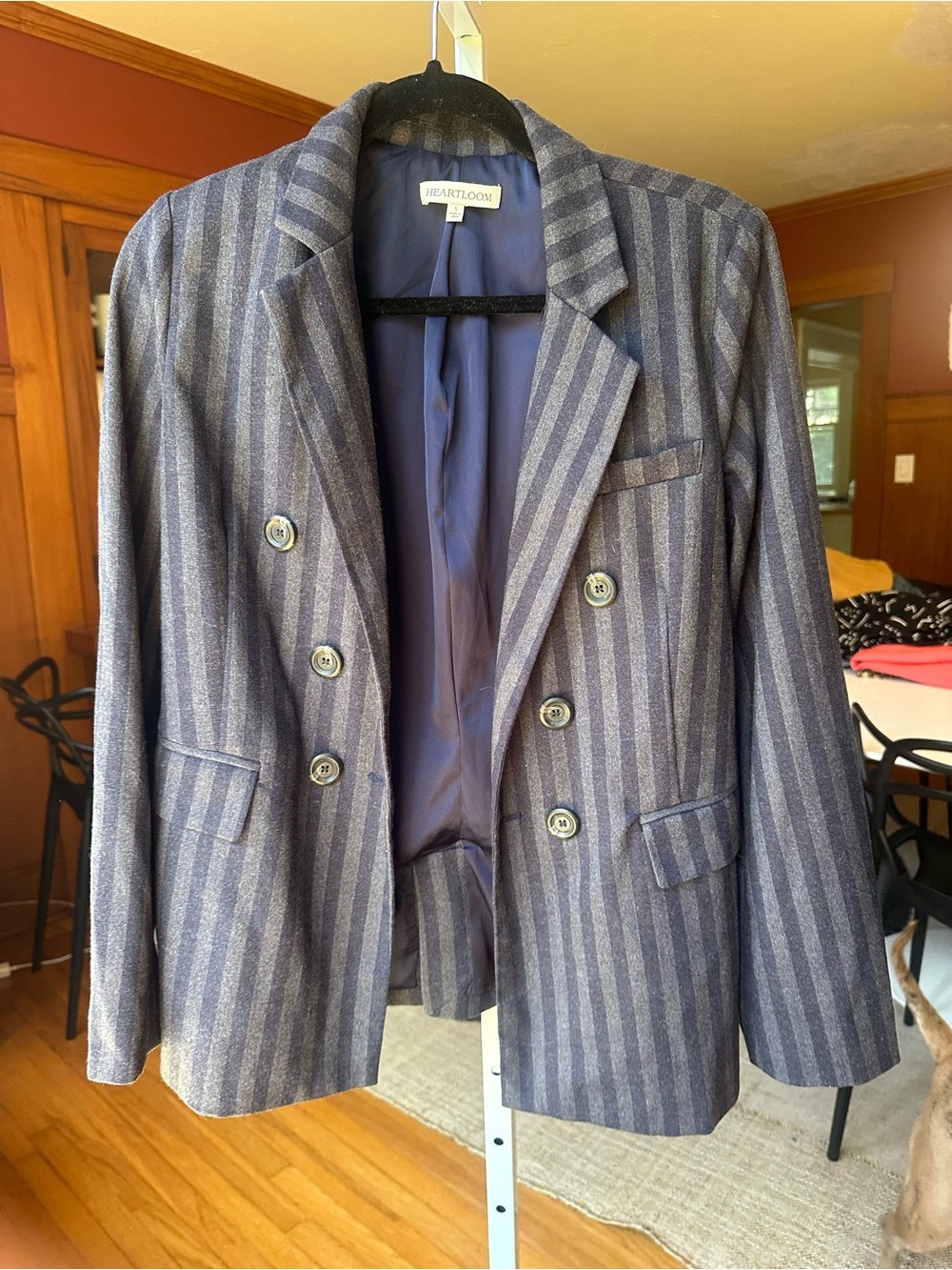Heartloom Navy Stripe Double-Breasted Blazer